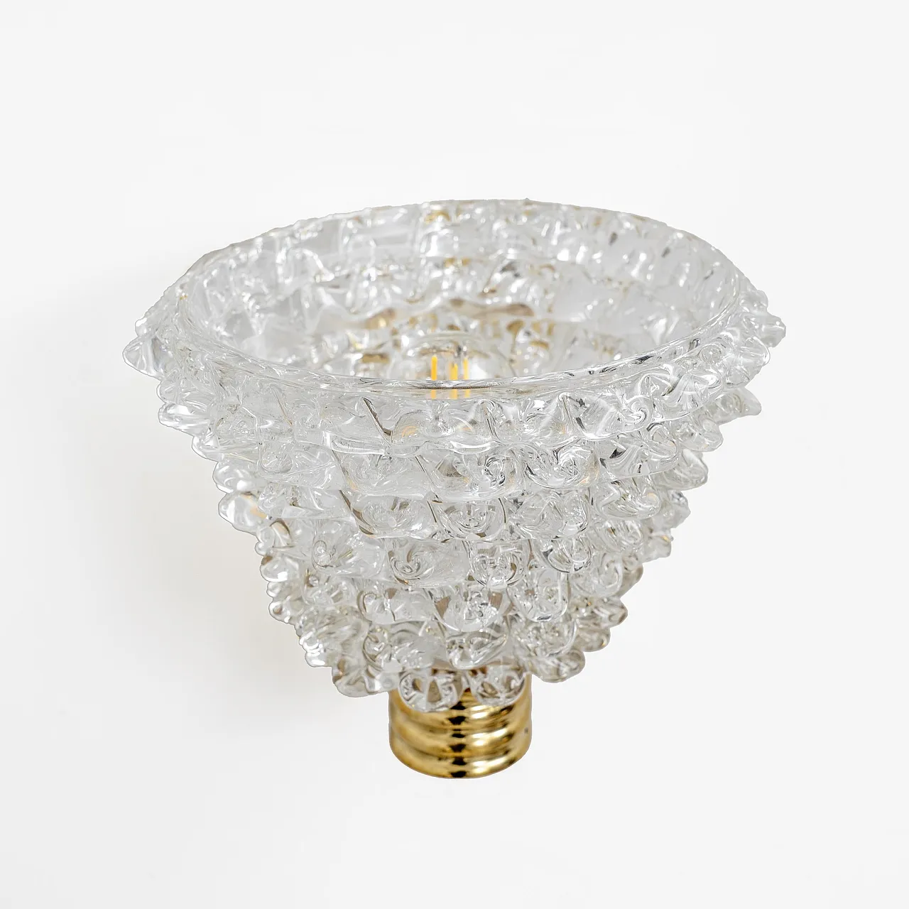 Pair of sconces in brass and rostrato medium Murano glass, 2000s 8