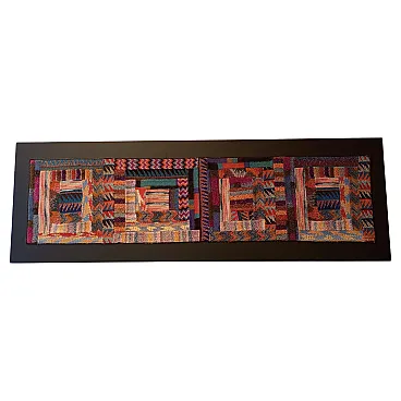 Ottavio Missoni wool tapestry with wooden frame, 1980s