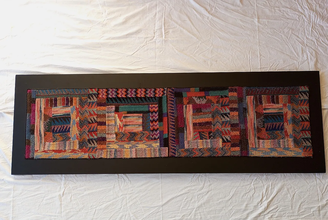 Ottavio Missoni wool tapestry with wooden frame, 1980s 3