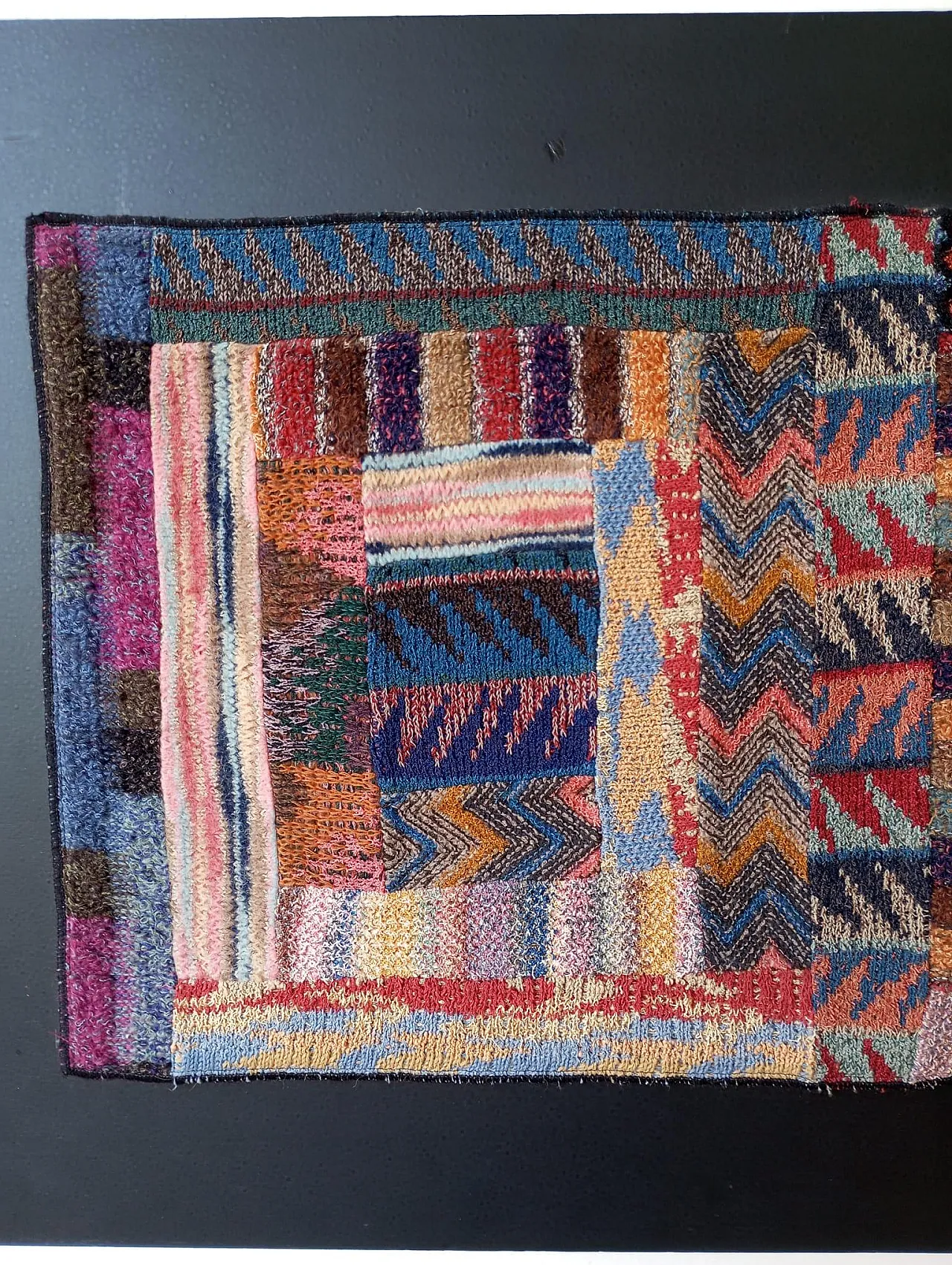 Ottavio Missoni wool tapestry with wooden frame, 1980s 5