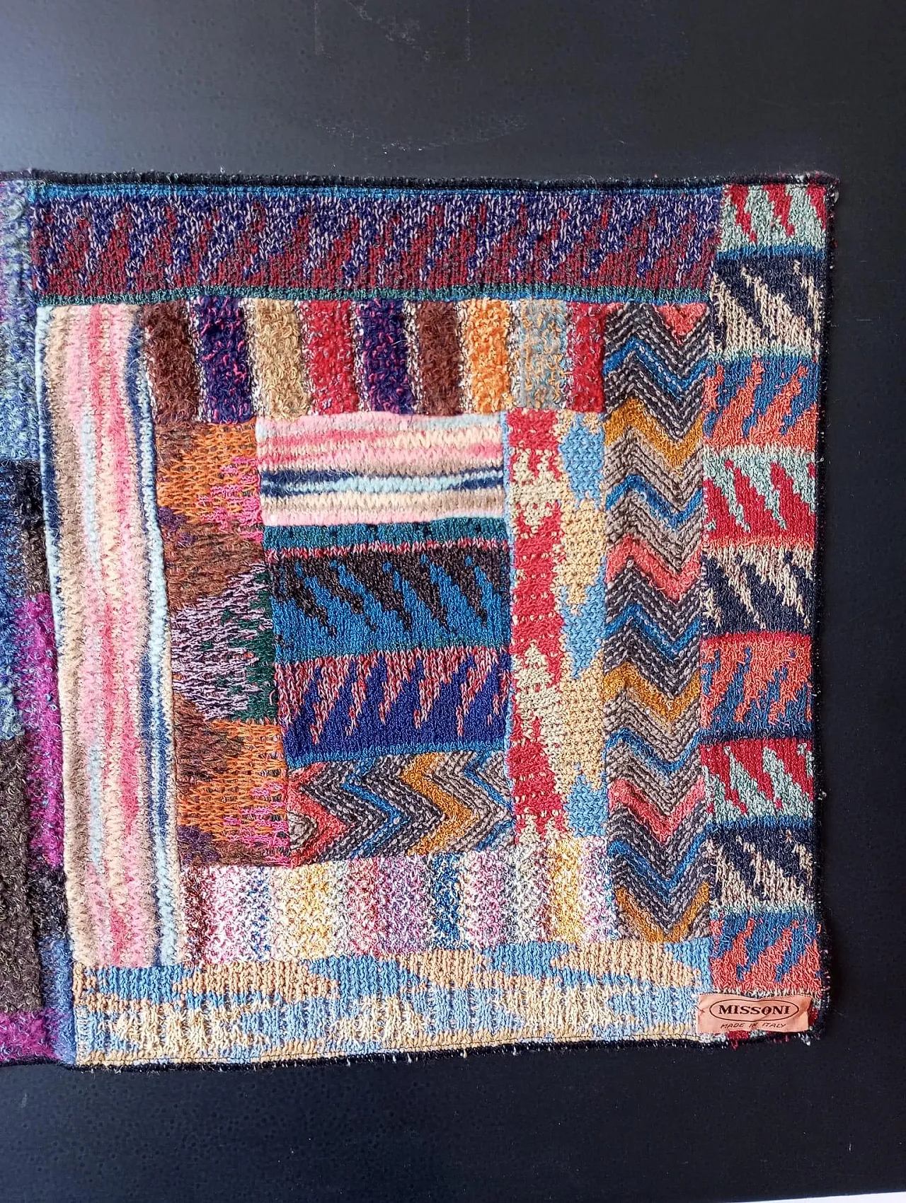 Ottavio Missoni wool tapestry with wooden frame, 1980s 8