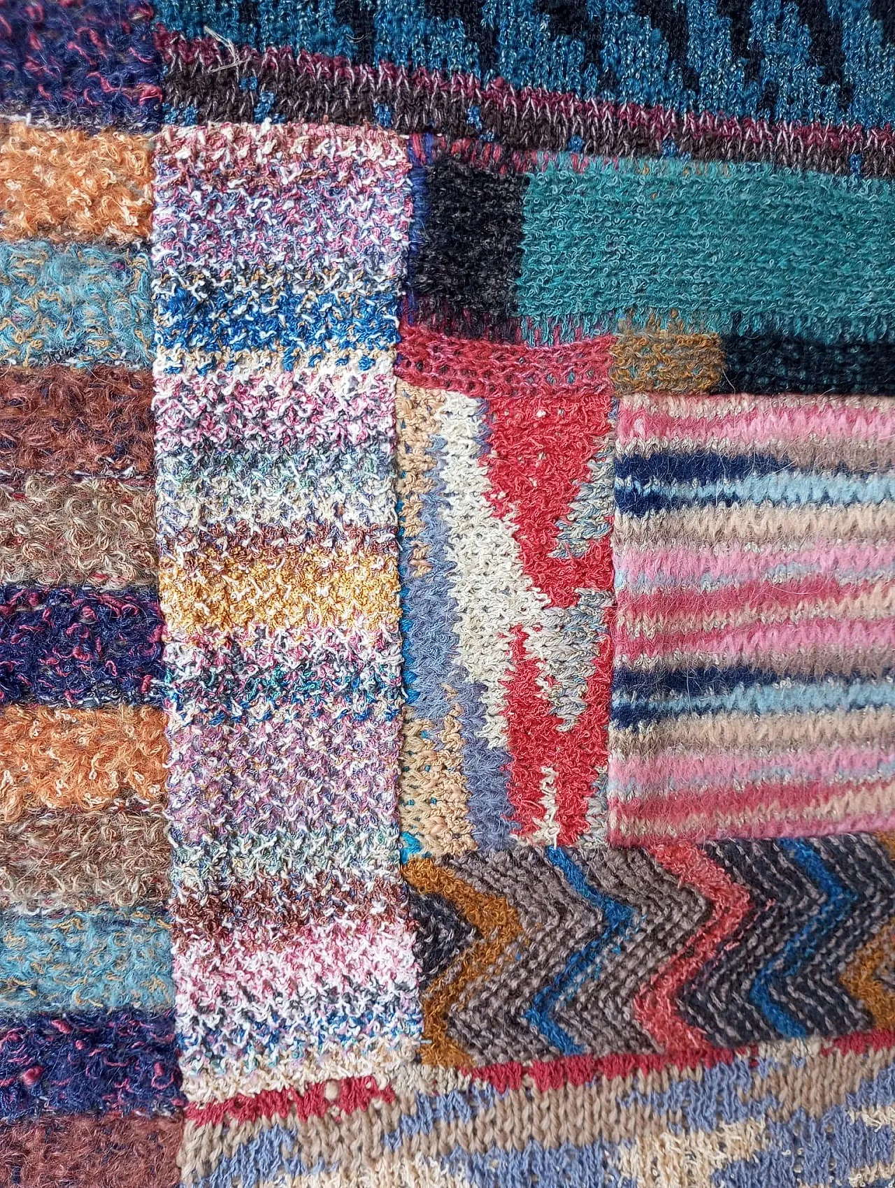 Ottavio Missoni wool tapestry with wooden frame, 1980s 9