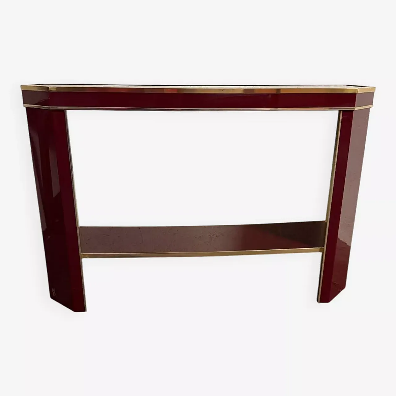 Burgundy console table by Éric Maville, 20th century 1