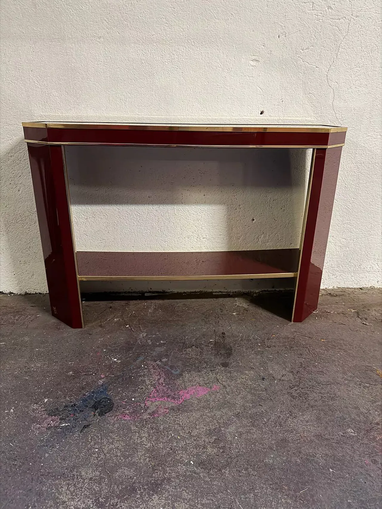 Burgundy console table by Éric Maville, 20th century 2