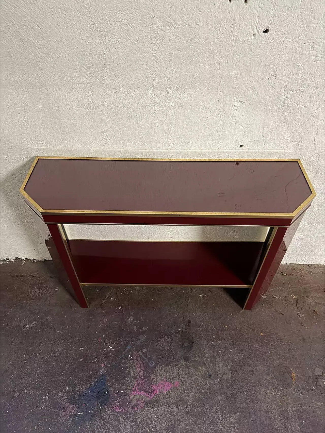 Burgundy console table by Éric Maville, 20th century 6