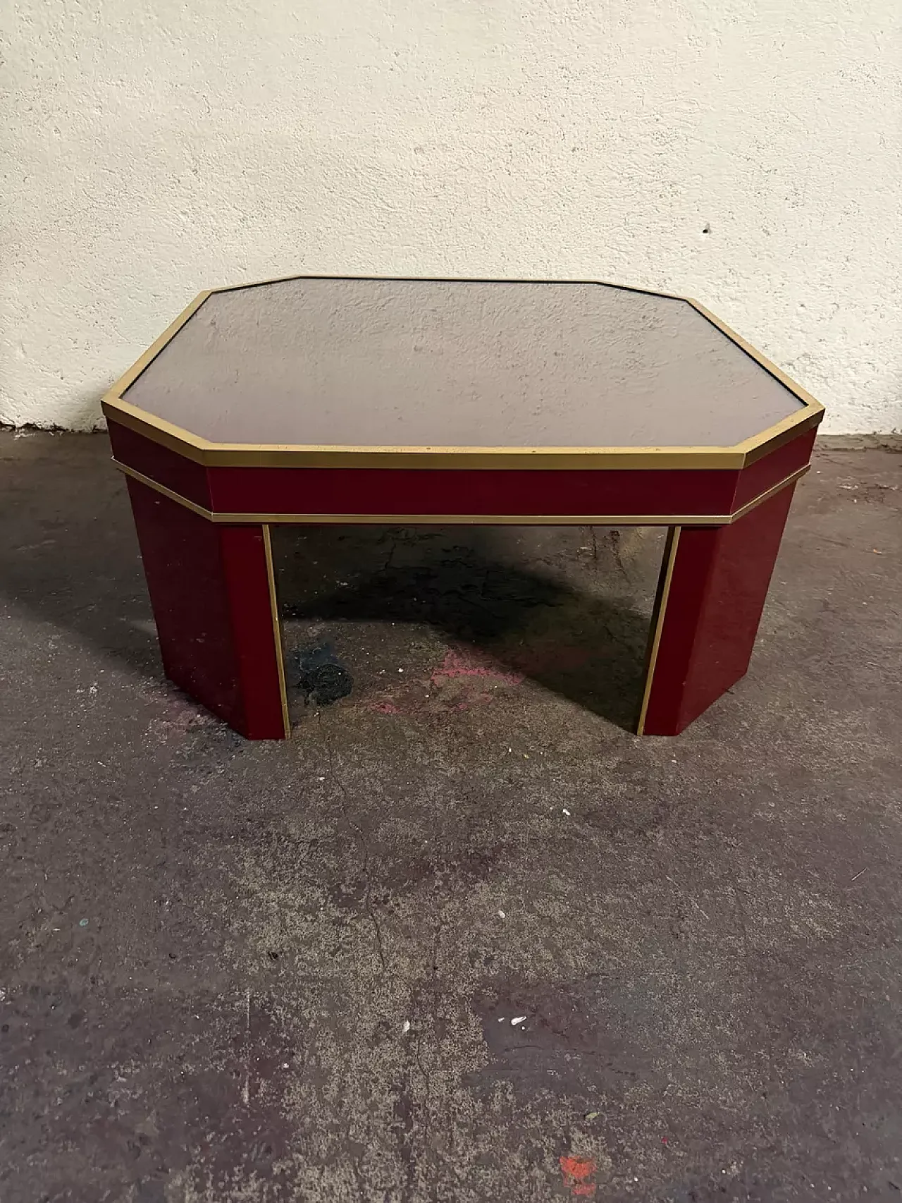 Burgundy console table by Éric Maville, 20th century 8