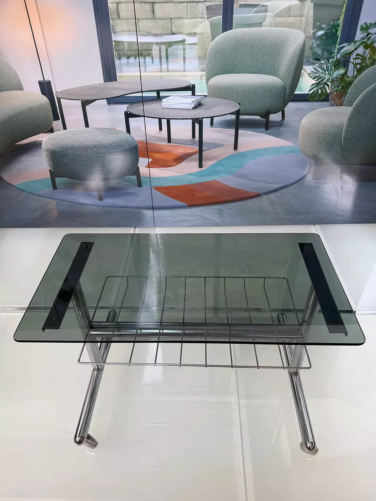 Mobile hi-fi/video in metallo e vetro fumé, '900 1