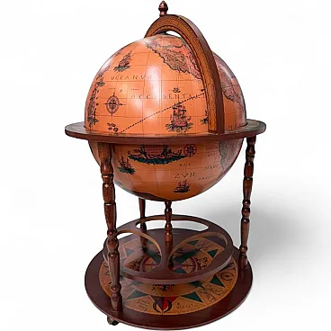 Bar cabinet with world map, 20th century