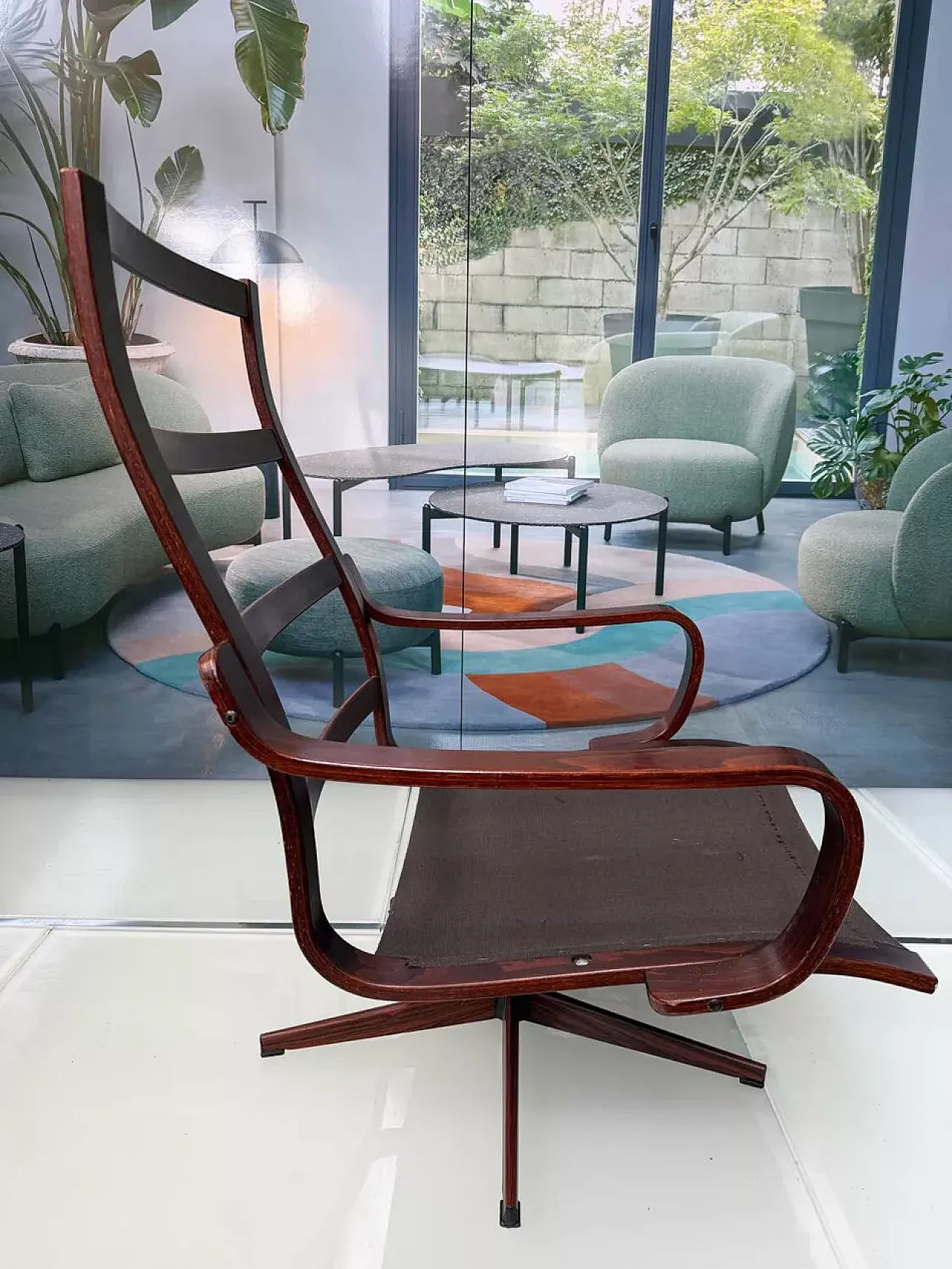 Scandinavian brown leather armchair, 20th century 6