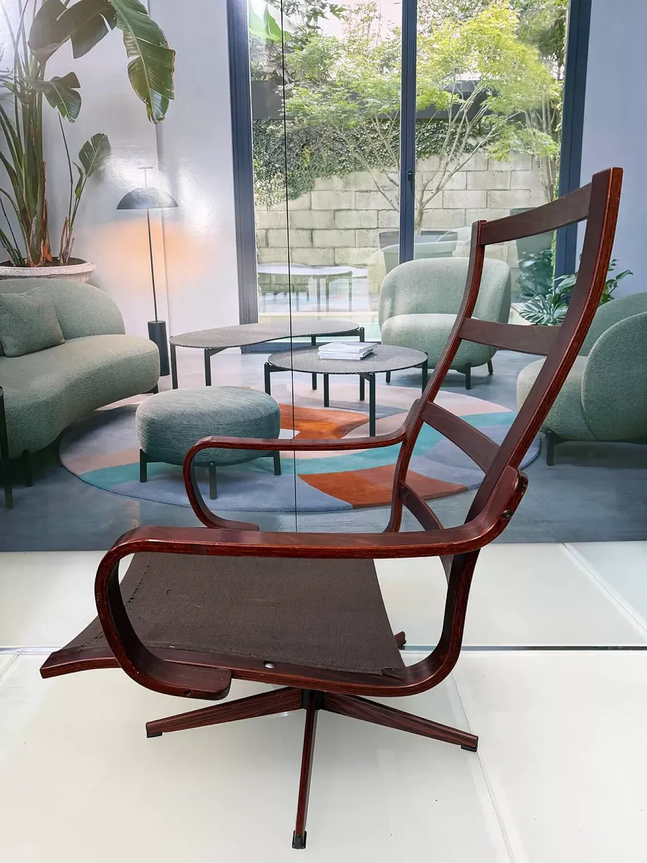 Scandinavian brown leather armchair, 20th century 8