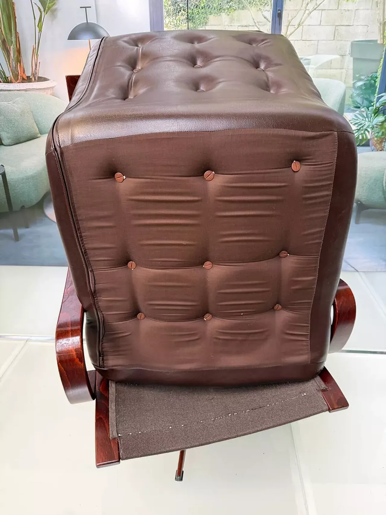 Scandinavian brown leather armchair, 20th century 10