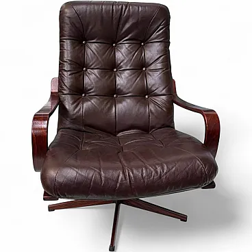 Scandinavian brown leather armchair, 20th century