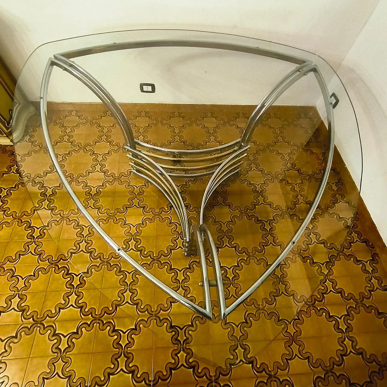 Brass and glass table, 70s 1
