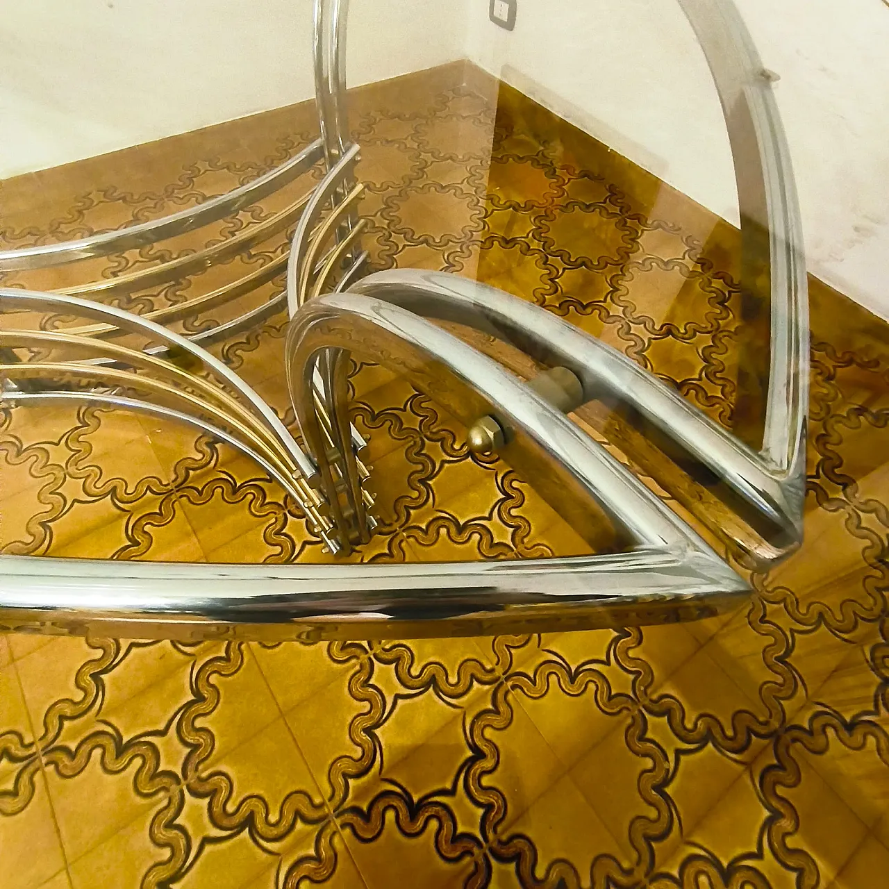 Brass and glass table, 70s 2