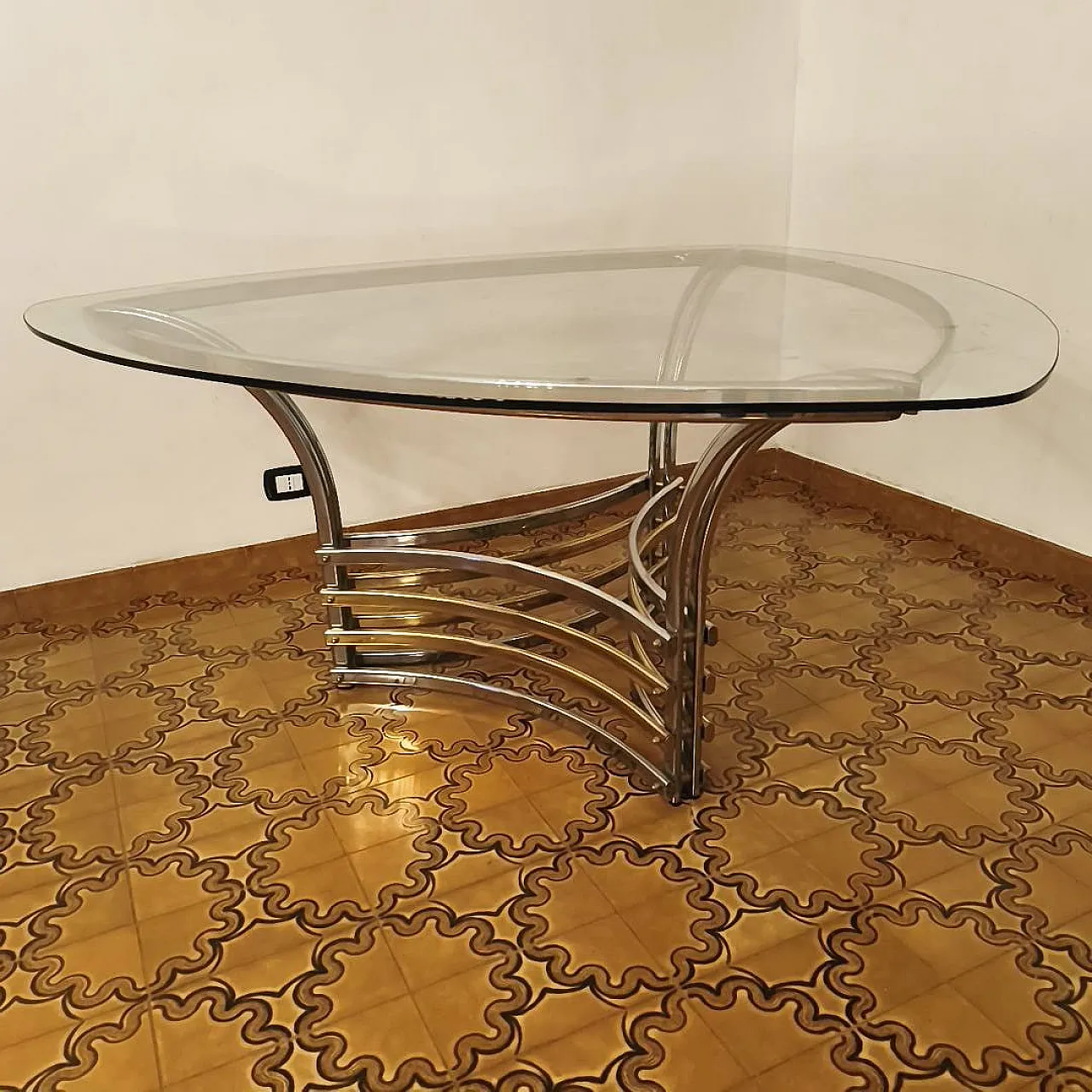 Brass and glass table, 70s 4