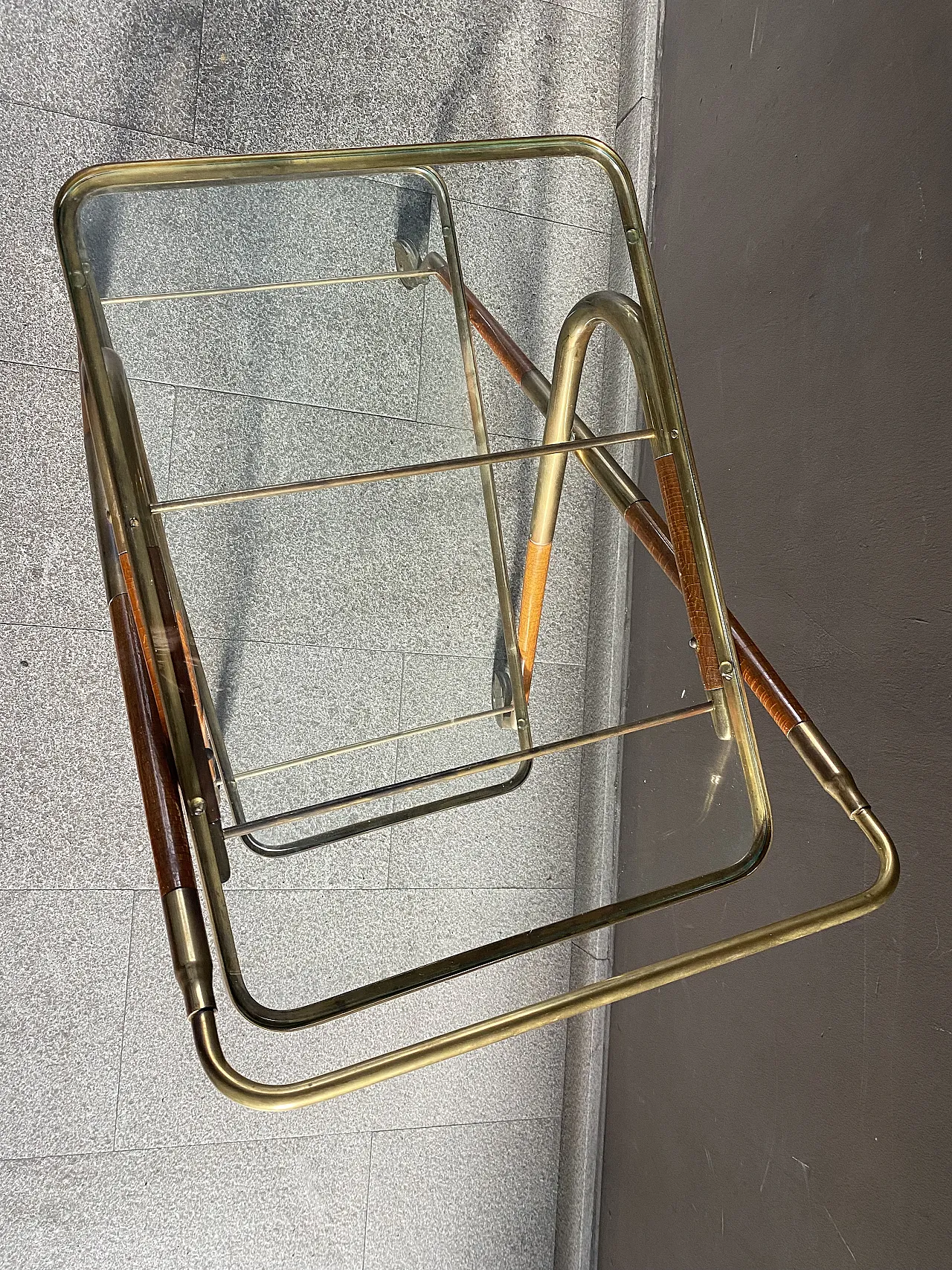 Food cart by Cesare Lacca in brass and wood, late 20th century 5