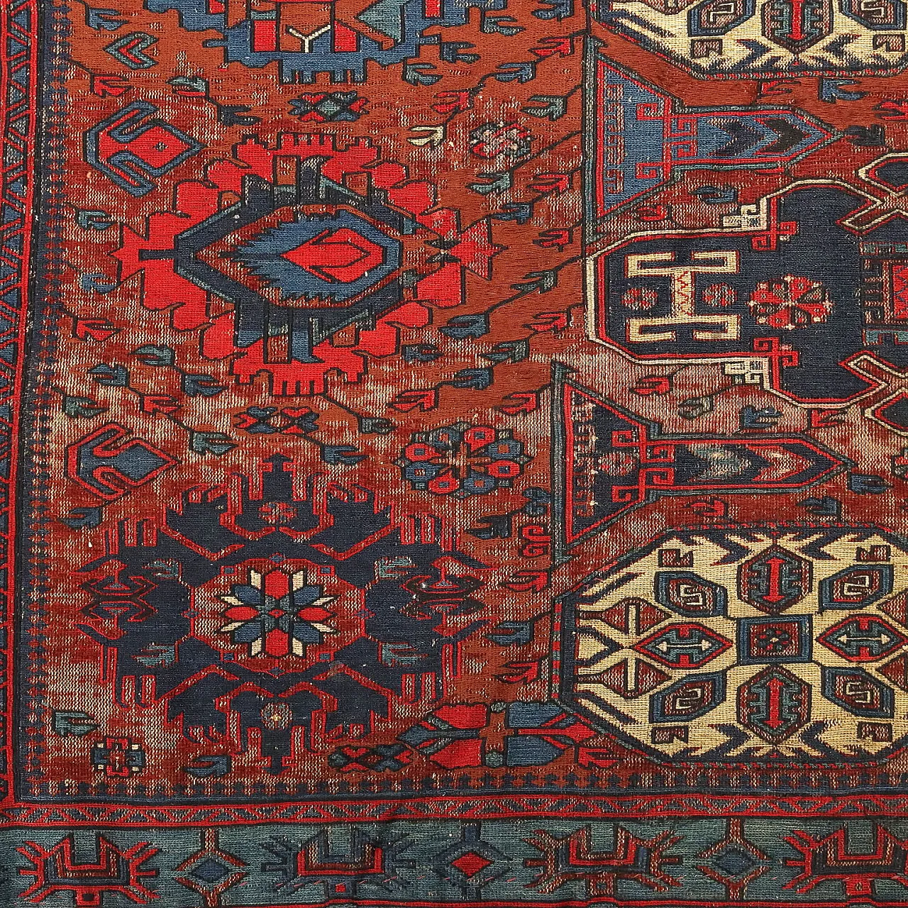 Sumak wool rug, fine weave, handmade, 20th century 5