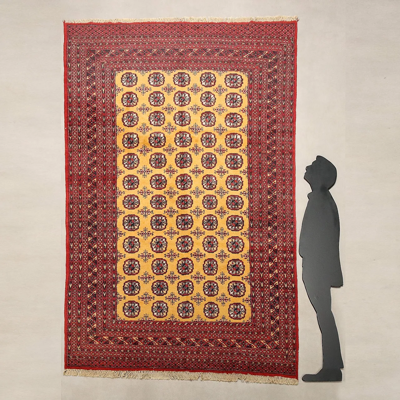 Bokhara rug in cotton and wool, fine weave, handmade, 20th century 2