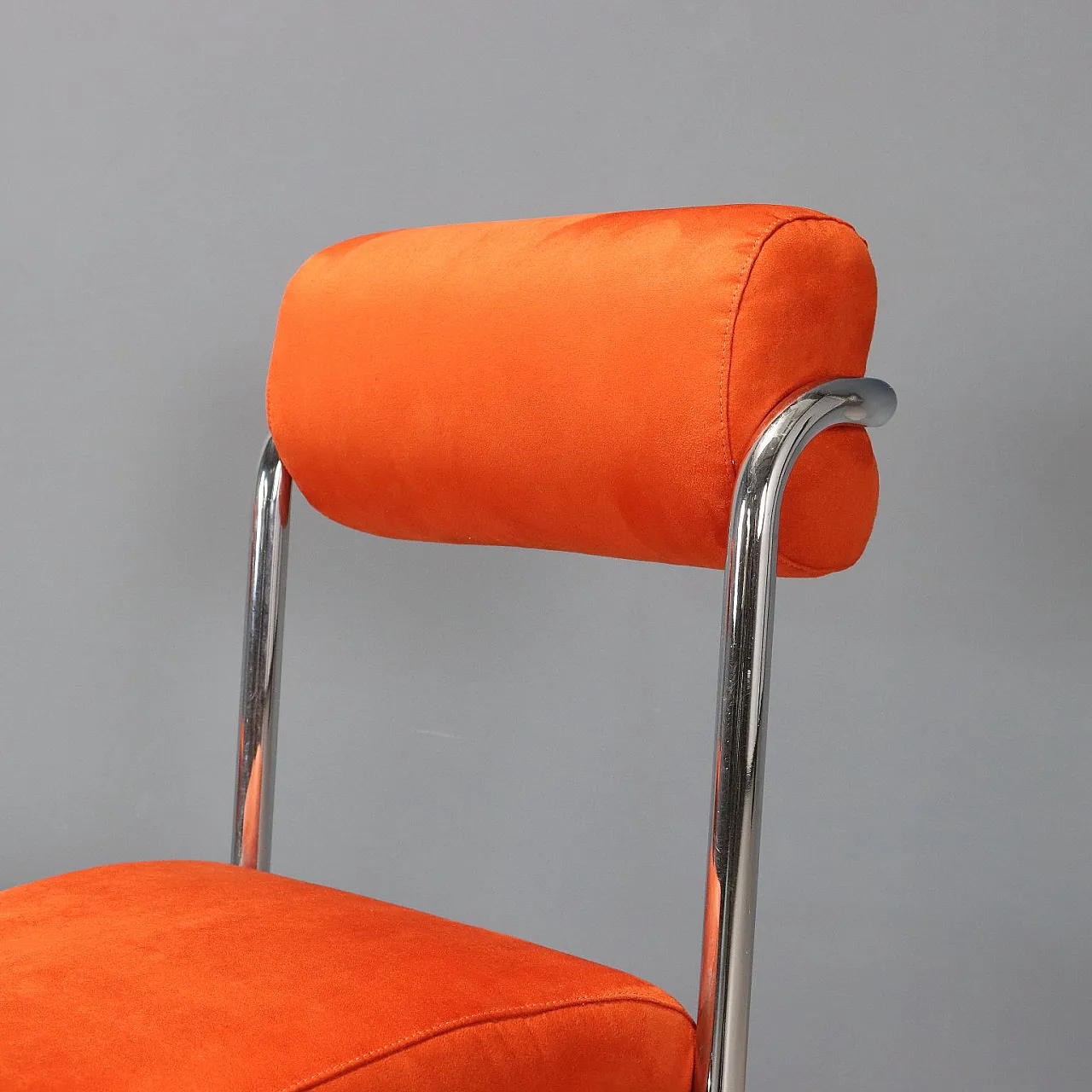 4 chairs in metal, foam, and suede-effect fabric, 20th century 5