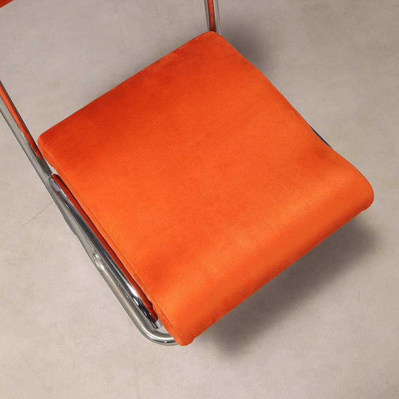 4 chairs in metal, foam, and suede-effect fabric, 20th century 8