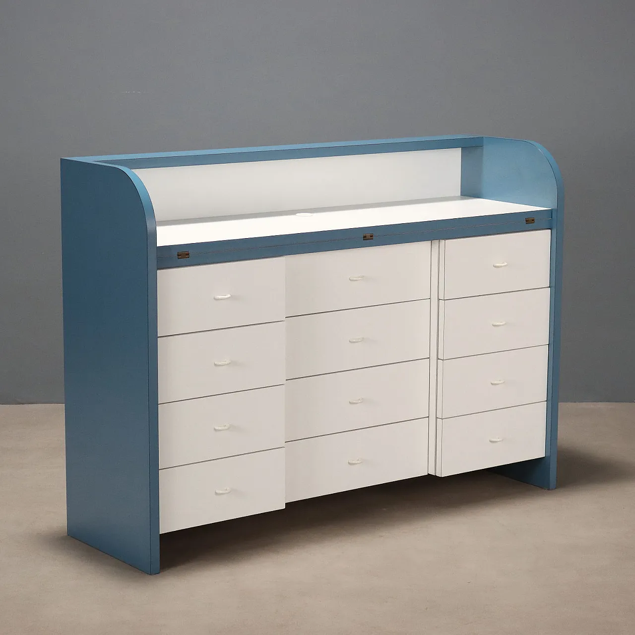 Wooden cabinet with drawers and extendable drop-leaf top, 20th century 1