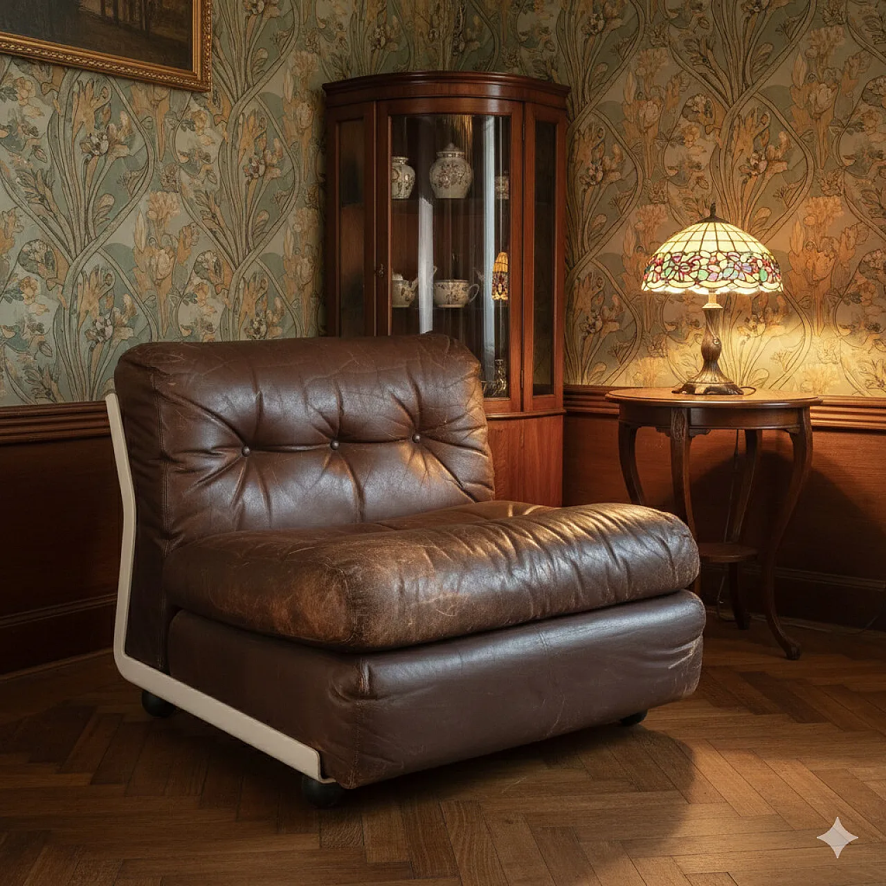 Amanta armchair in plastic, foam, and leather, 20th century 2