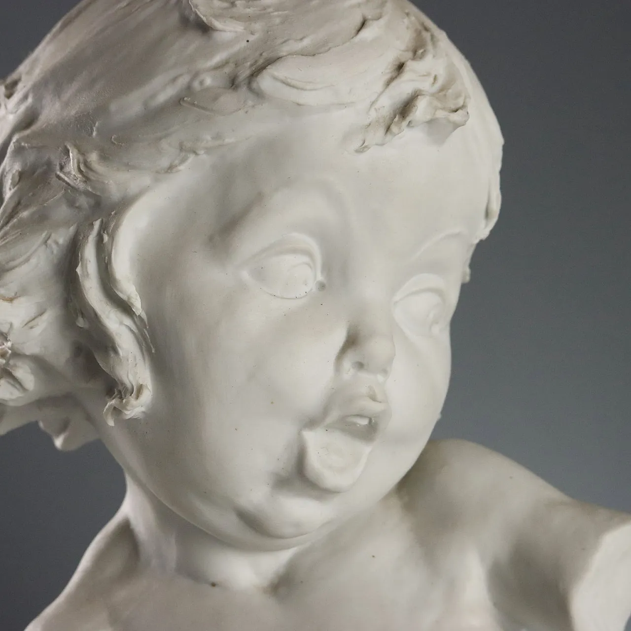 Coppia di busti di bambini, sculture in biscotto specchiato, '900 4