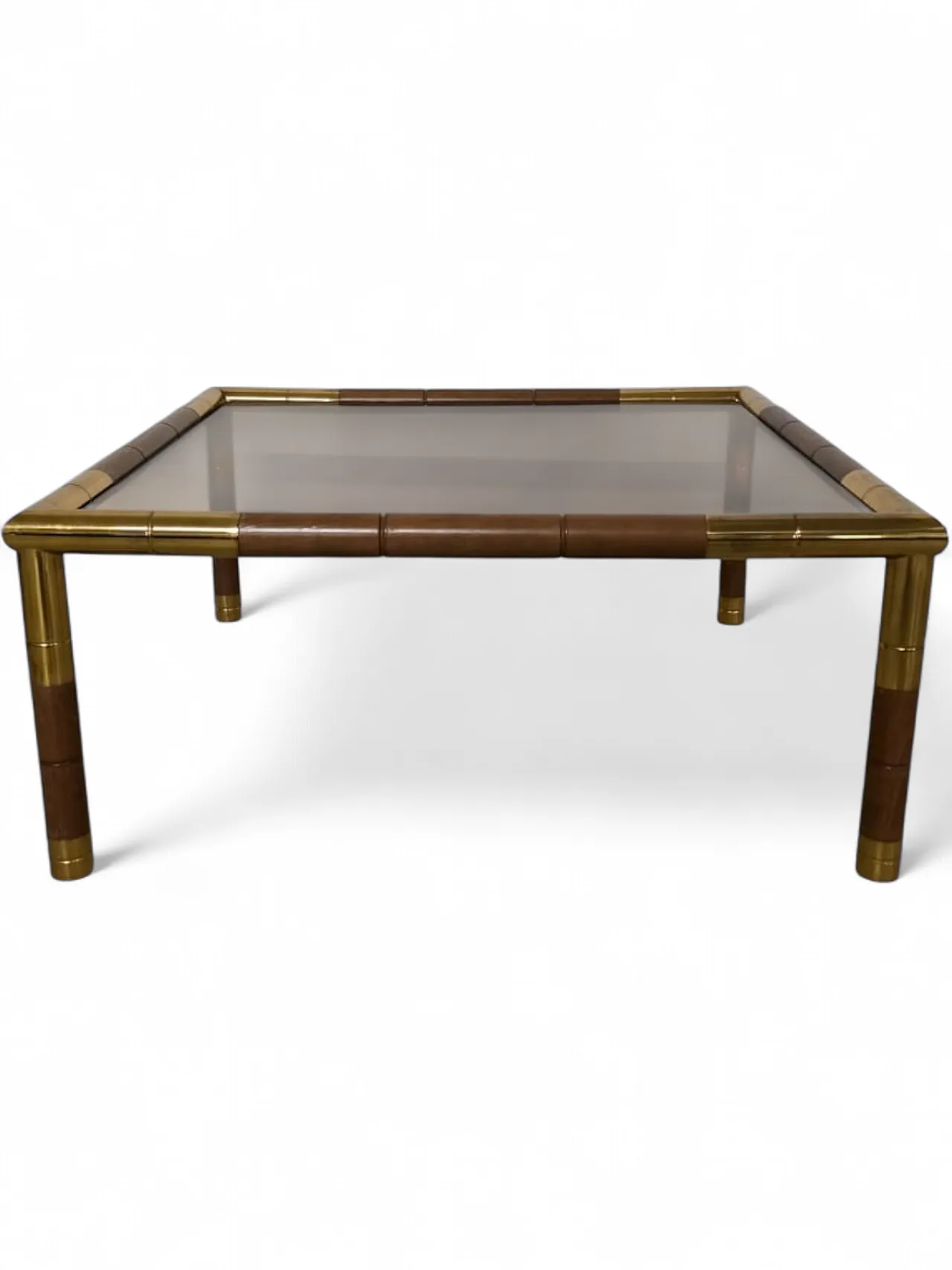 Brass and smoked glass coffee table by Tommaso Barbi, 1970s 12