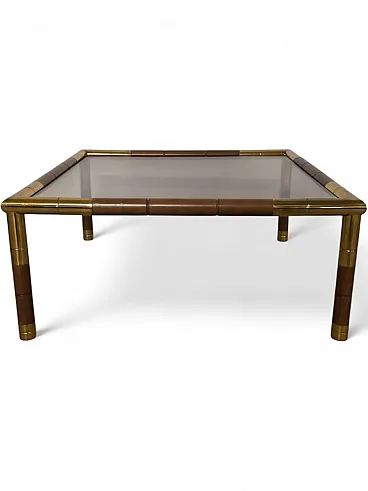Brass and smoked glass coffee table by Tommaso Barbi, 1970s