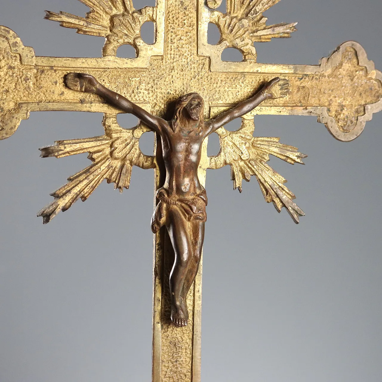 Gilded bronze crucifix, 20th century 3