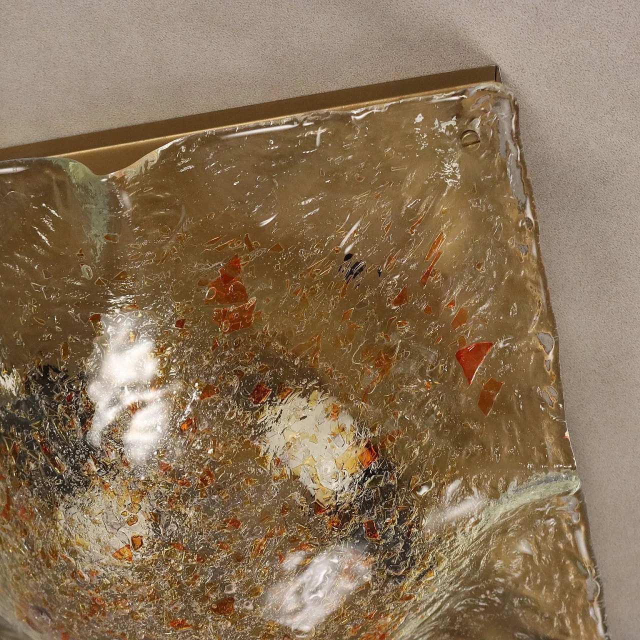 Ceiling lamp with metal frame and glass diffuser, 20th century 5