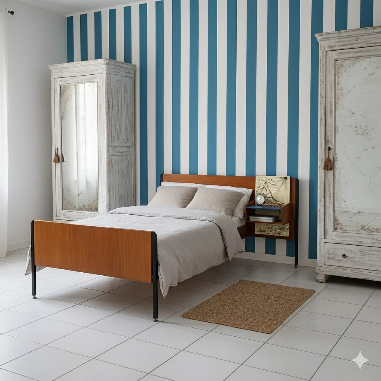 Letto singolo in legno e metallo, anni '60 2