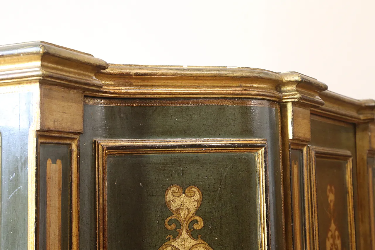 Tuscan baroque sideboard, golden lacquered, Florentine, 20th century 8