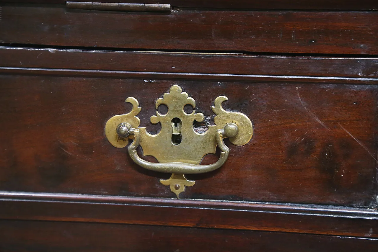 English folding bureau desk mahogany oak, 18th century 4