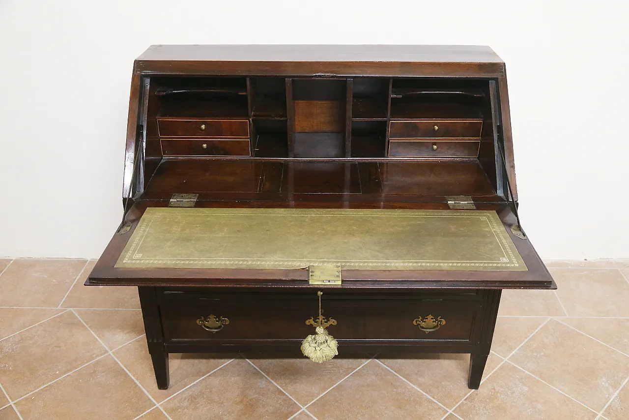 English folding bureau desk mahogany oak, 18th century 6