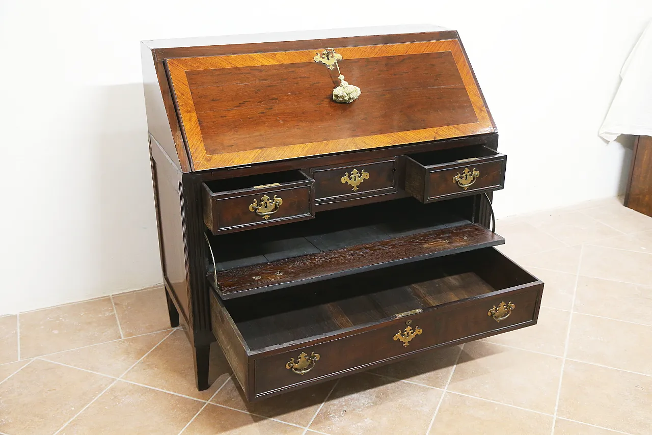English folding bureau desk mahogany oak, 18th century 9
