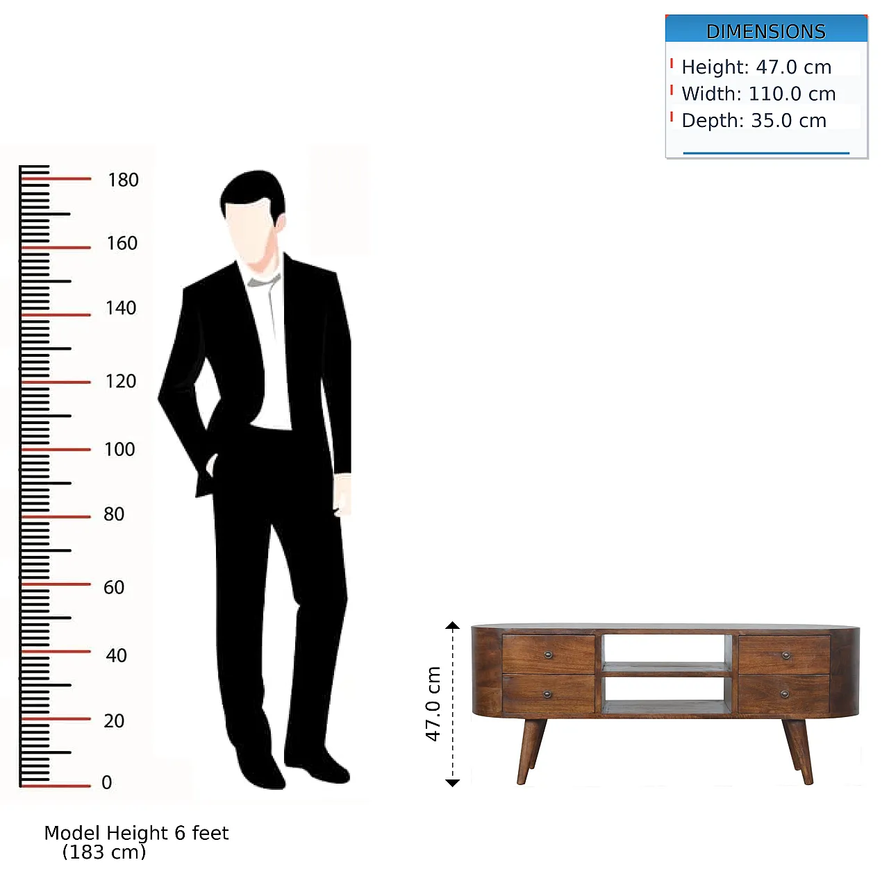 Artisan Furniture Solid Wood Chestnut Rounded Entertainment Unit 13