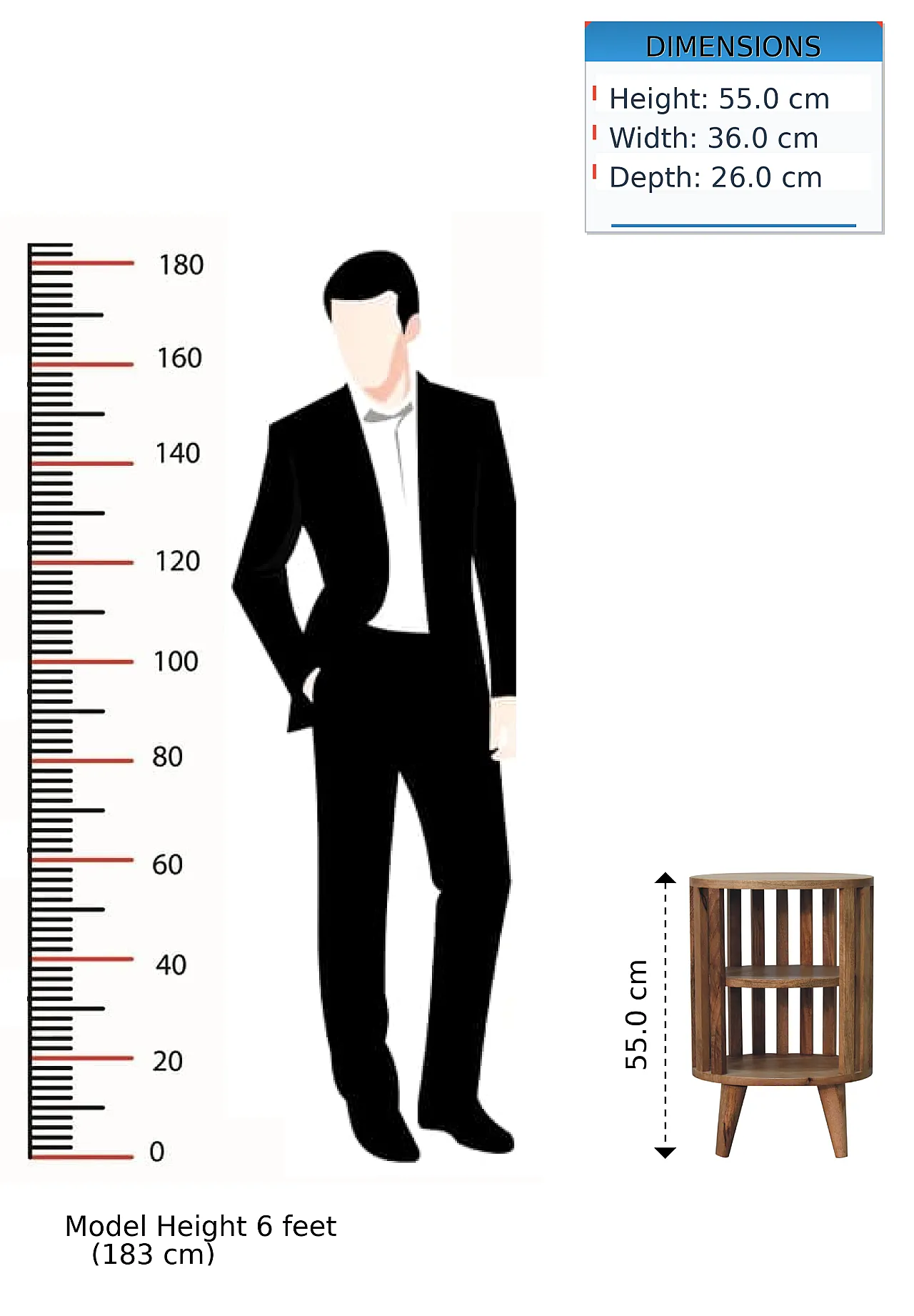 Bedside Ariella Double Shelf Solid Wood Oak-ish, 2000s 13