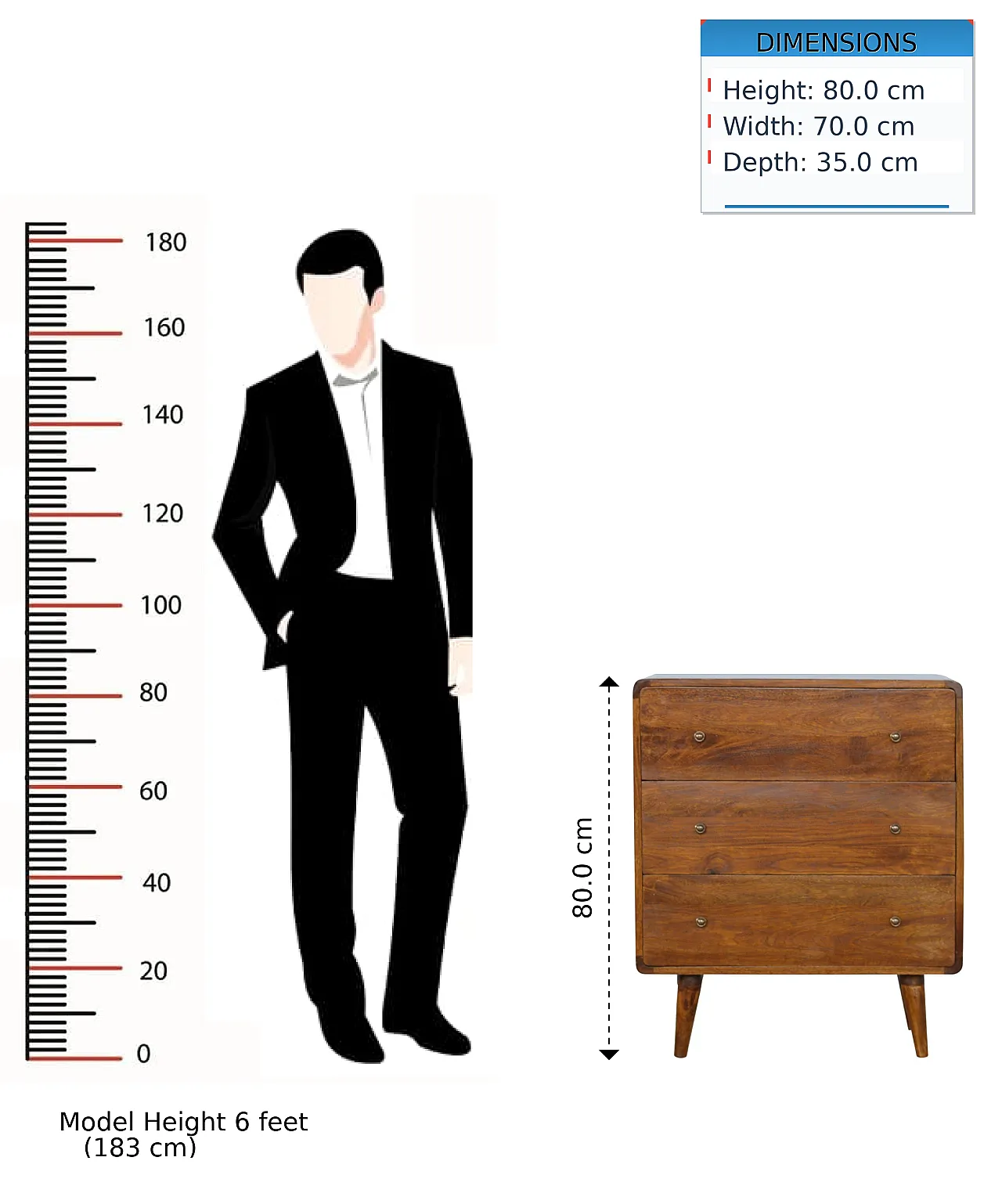 Chest of drawer Curved Solid Mango Wood Chestnut, 2000s 13