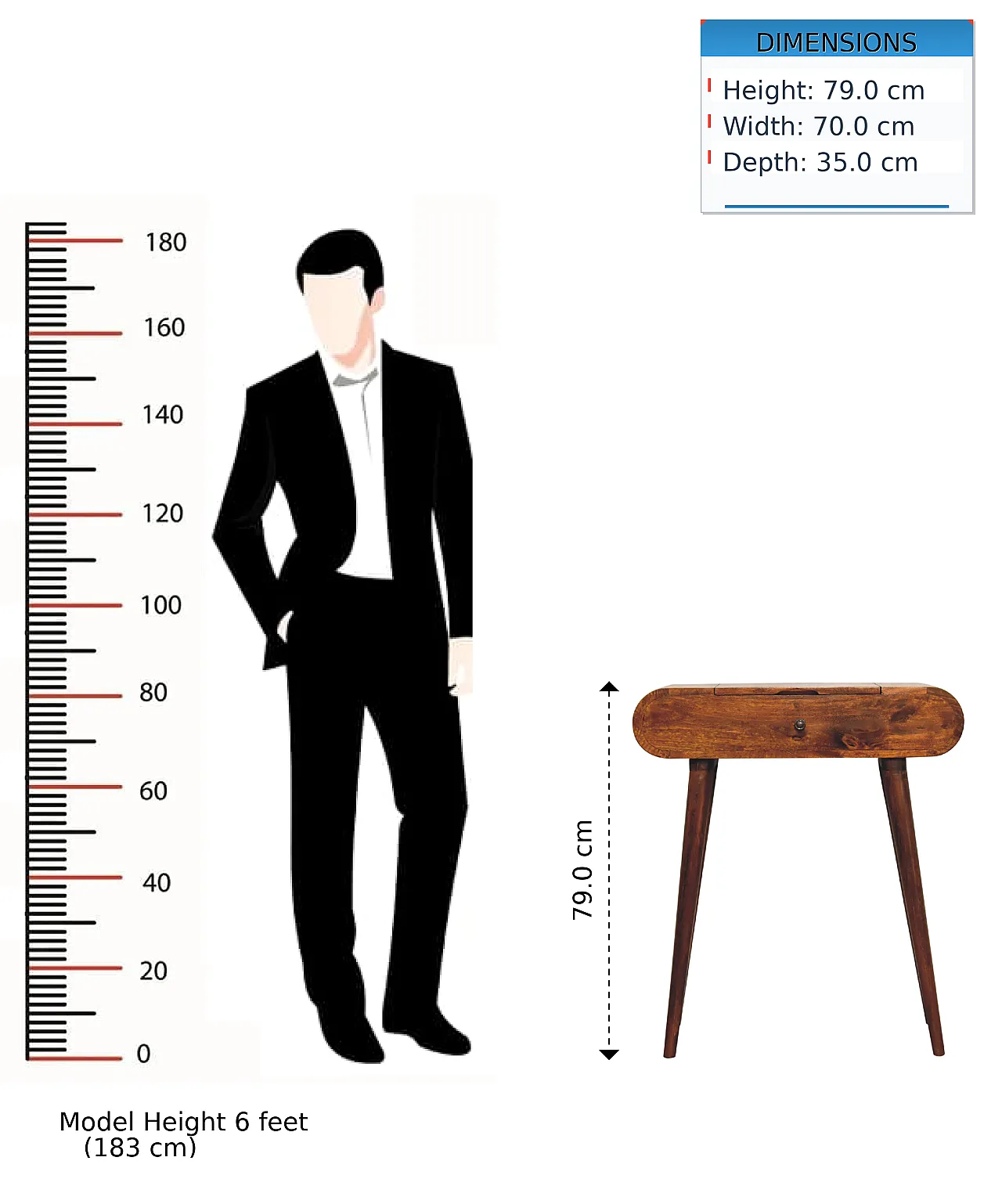 Vanity Mini Round Solid Wood Chestnut, 2000s 14