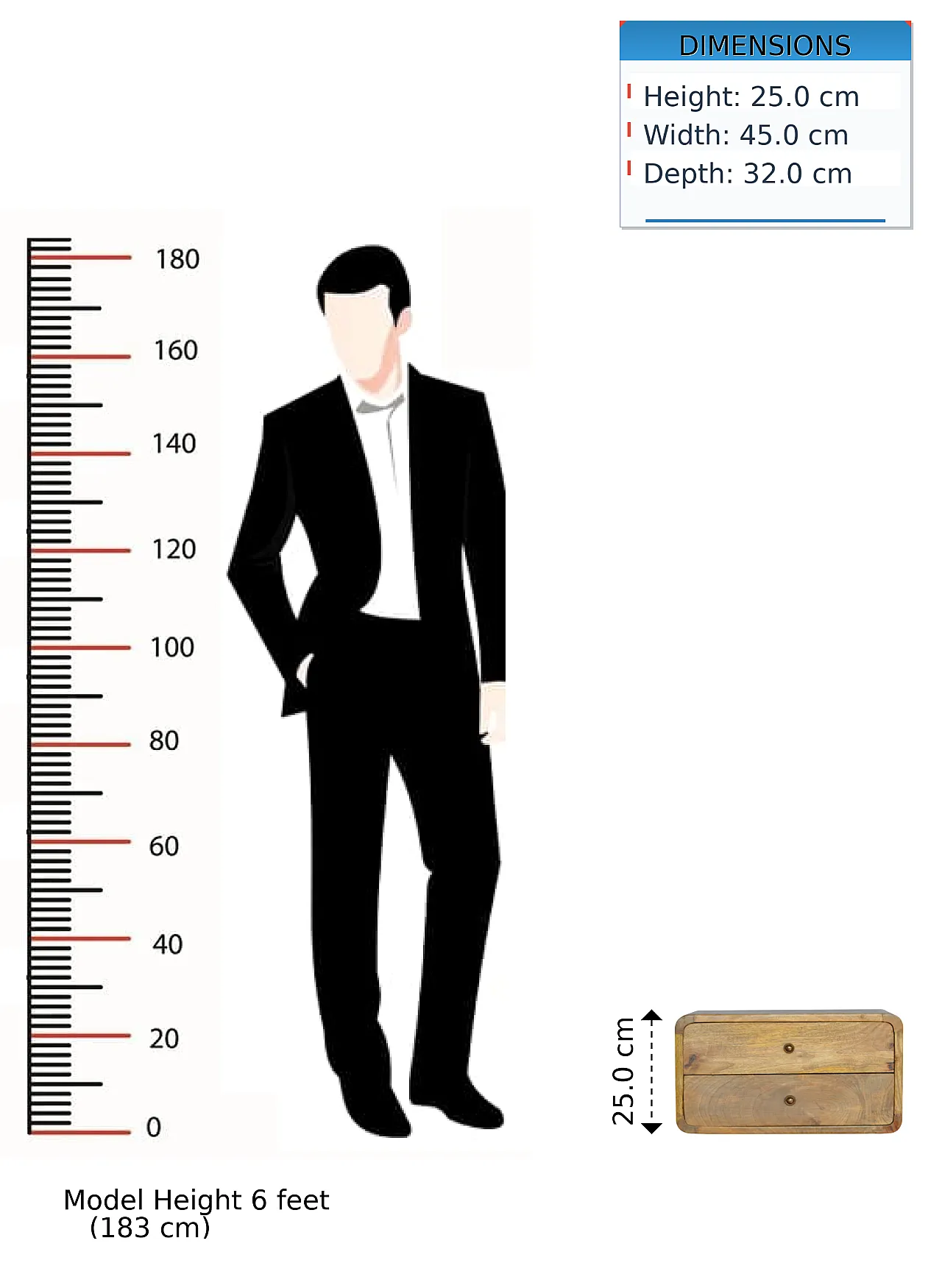 Comodino a 2 cassetti in legno di mango solido, 2000 13