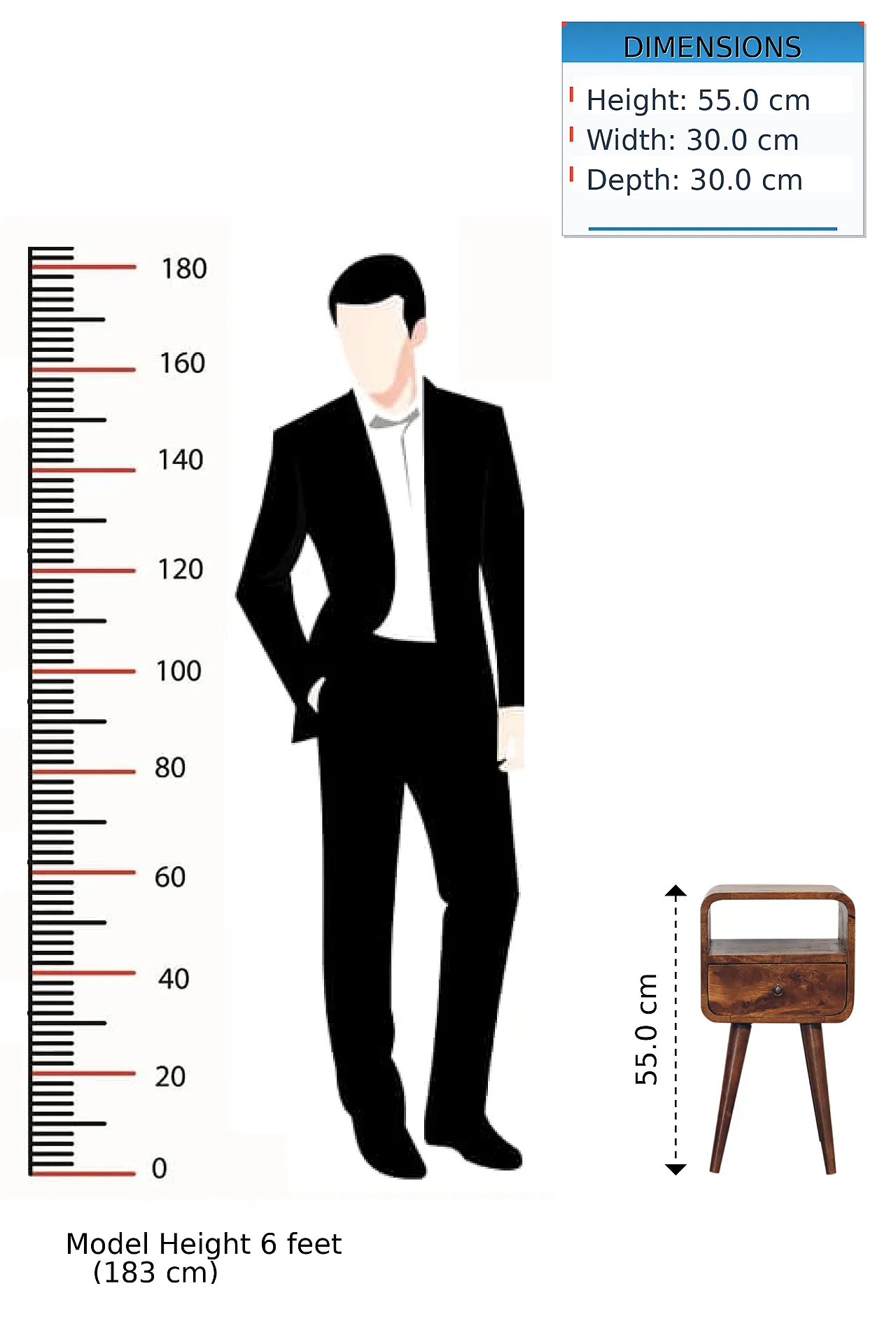 Bedside Mini Open CurveSolid Mango Wood Chestnut, 2000s 11