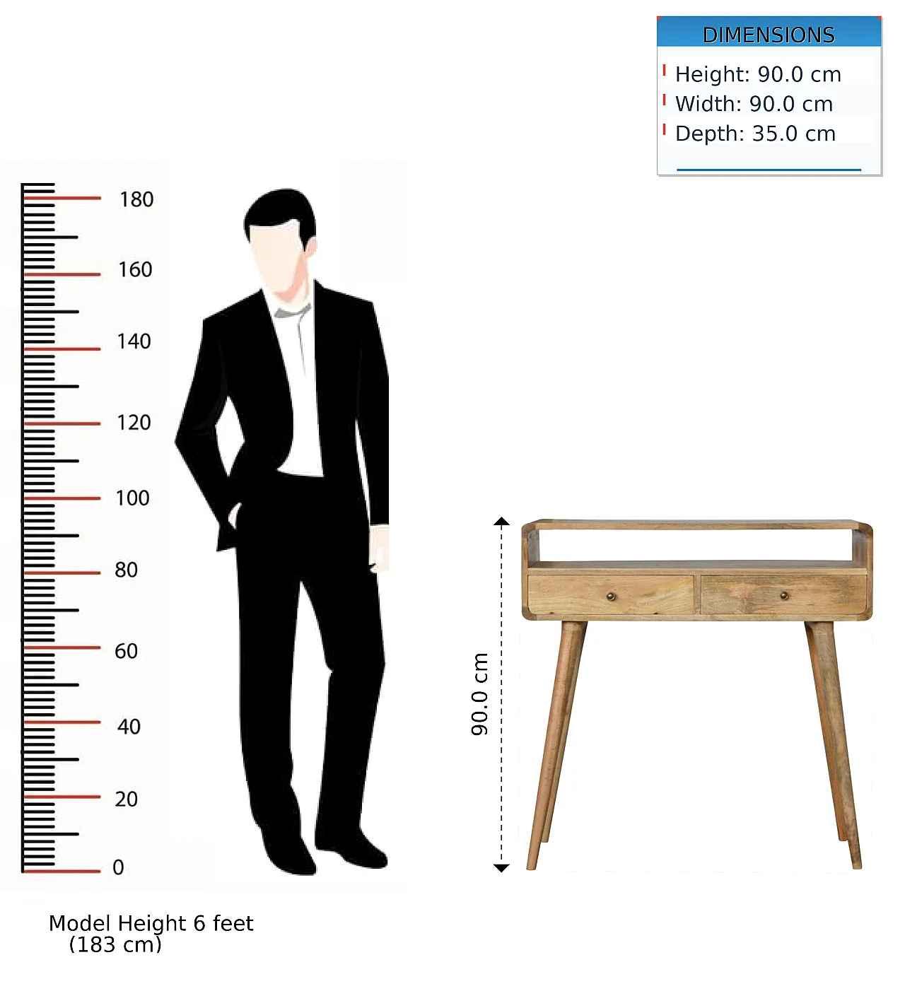 Artisan Furniture Solid Wood Curved Oak-ish Console Table 13