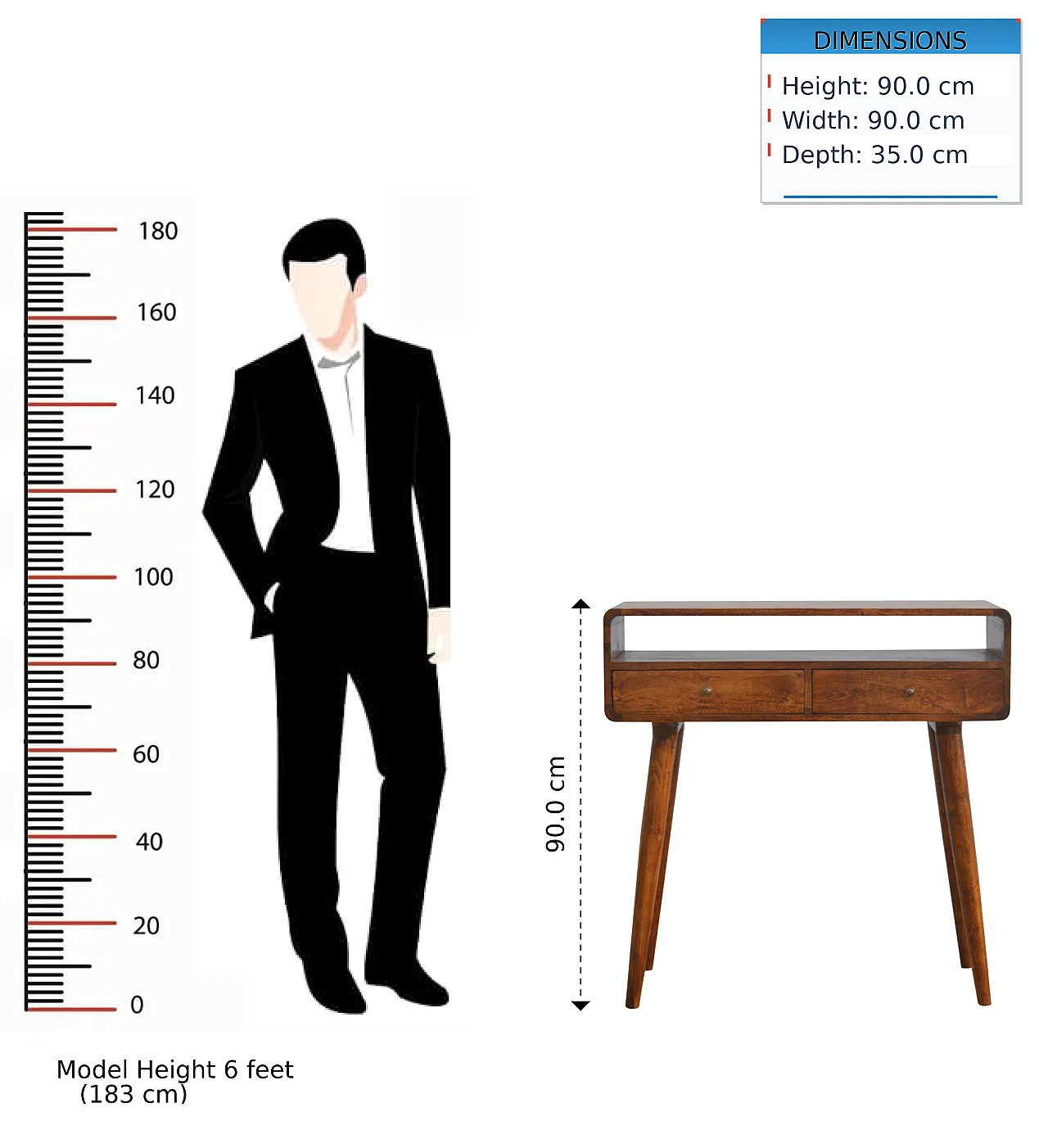 Artisan Furniture Solid Wood Curved Chestnut Console Table 13