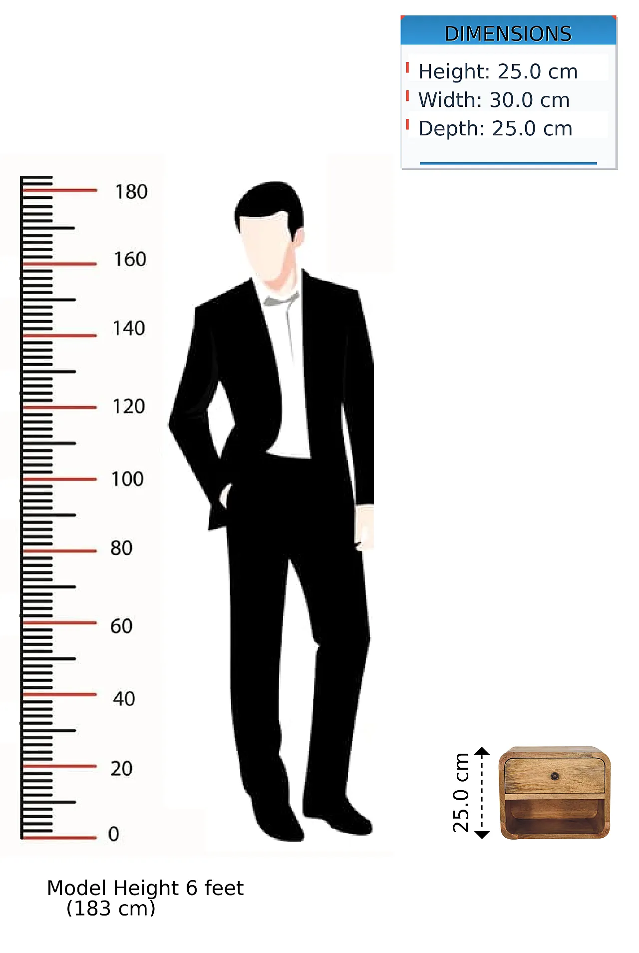 Artisan Furniture Solid Wood Mini Oak-ish Floating Open Bedside 13