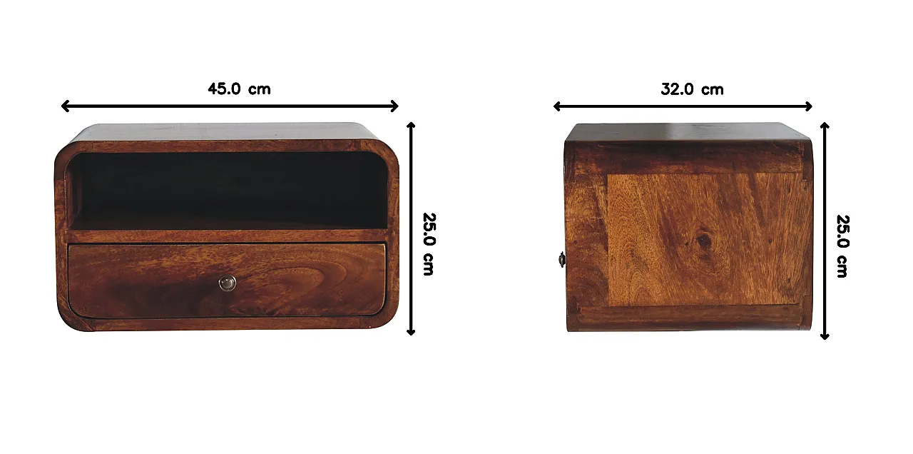 Artisan Furniture Large Chestnut Curve Upper Slot Floating Bedside 12