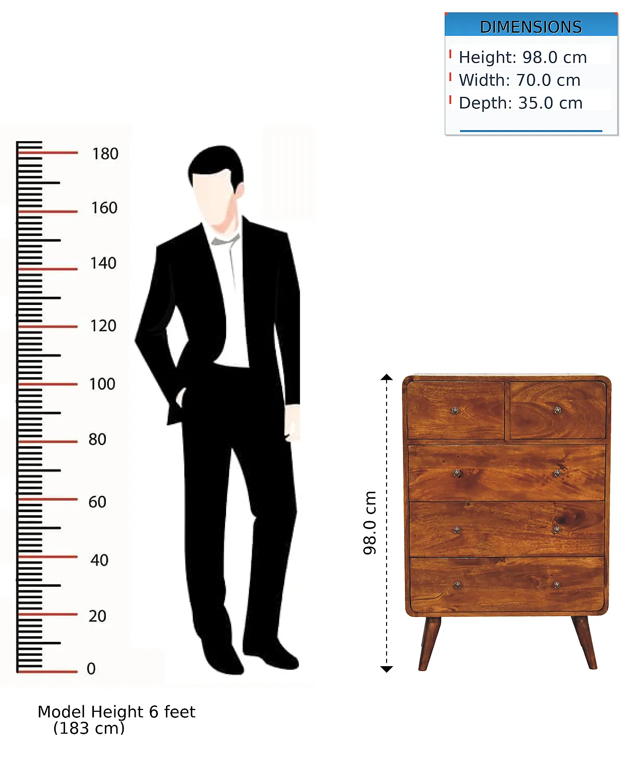 Artisan Furniture Solid Wood 2 over 3 Curved Chestnut Chest 13