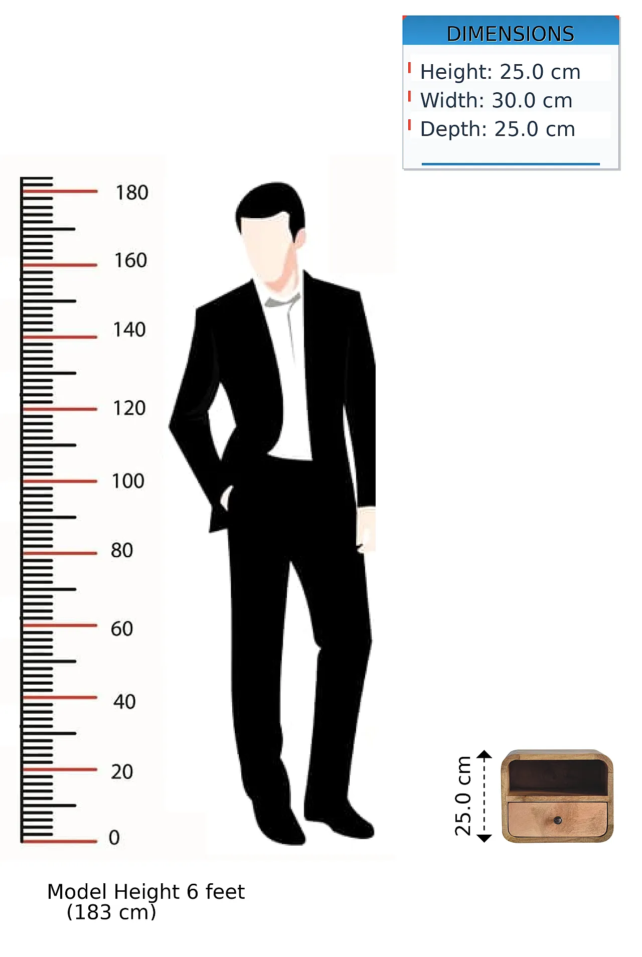 Extra Mini Wall Mounted Curved Oak-ish Bedside with Open Slot 13