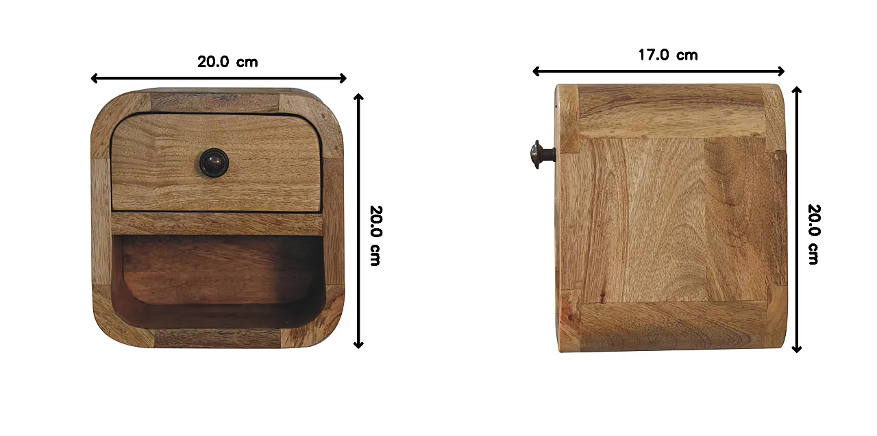 Artisan Furniture Extra Mini Curved Oak-ish Bedside with Open Slot 13
