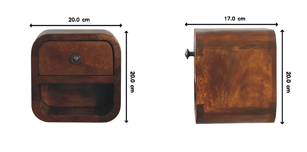 Artisan Furniture Extra Mini Curved Chestnut Bedside with Open Slot 13